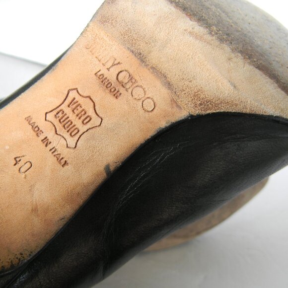 JIMMY CHOO BLACK GLOSSY LEATHER POINTY TOE STILETTO HEEL ANKLE BOOTS SZ 40 - Picture 6 of 8